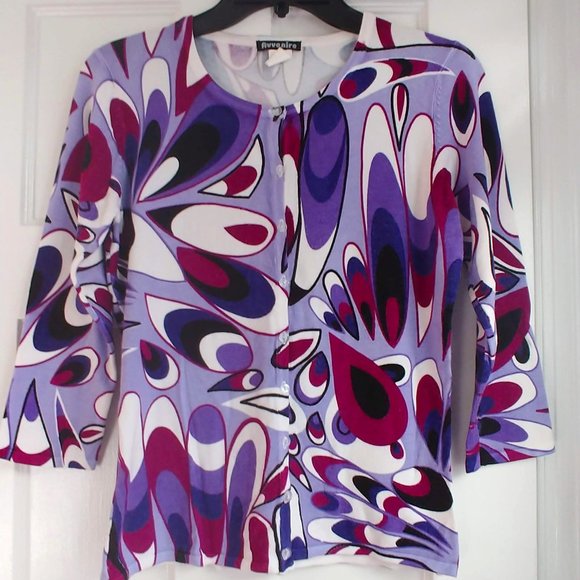 Avvenire Sweaters - Avvenire Purple Burgundy 3/4 sleeve top cardigan